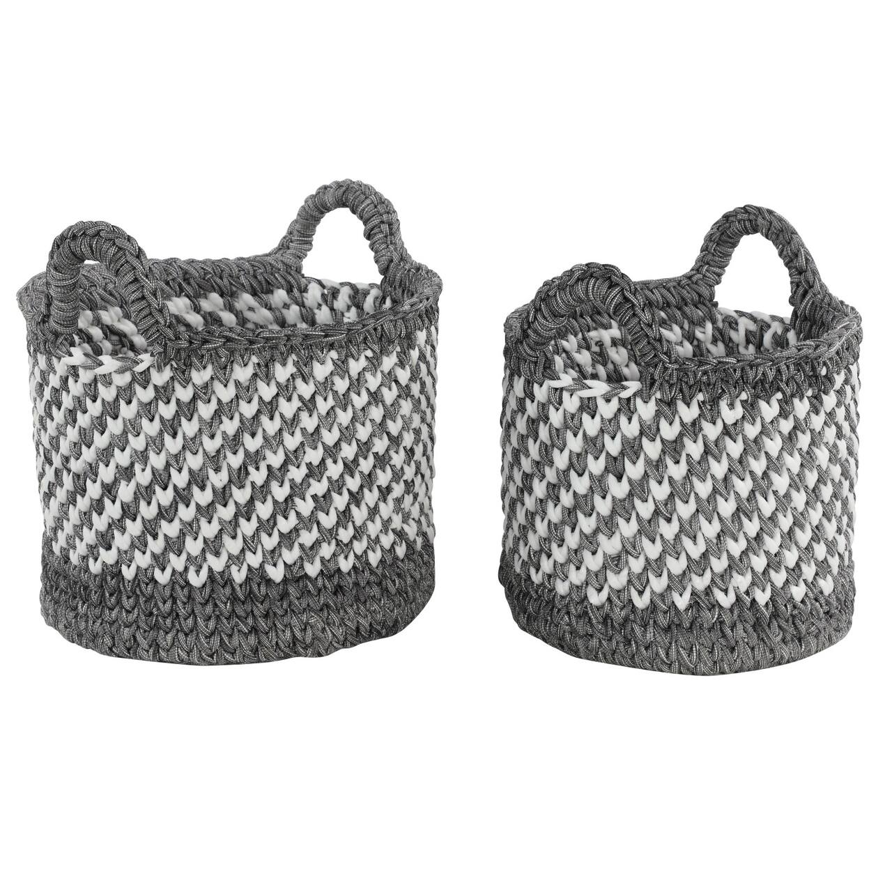 Gray Polyester Eclectic Storage Basket Set